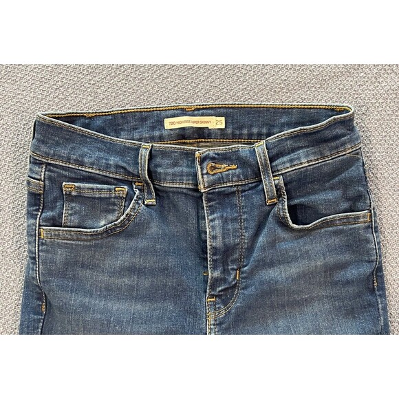 Levis 720 High Rise Super Skinny Jeans Womens 25 Blue Denim Stretch - Picture 6 of 11